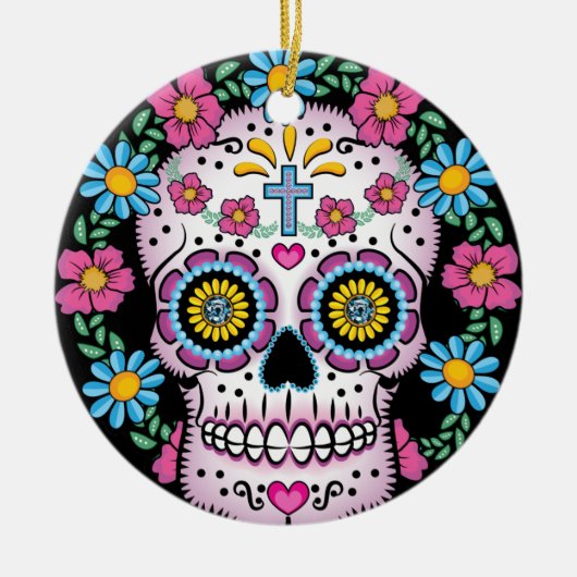 Dia de los Muertos Skull Keramisch Ornament (Voorkant)