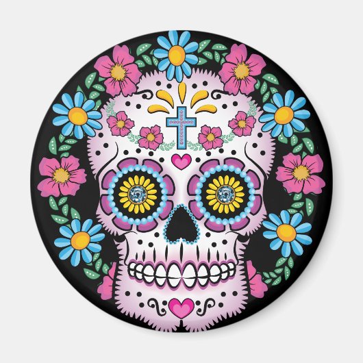 Dia de los Muertos Skull Magneet (Voorkant)