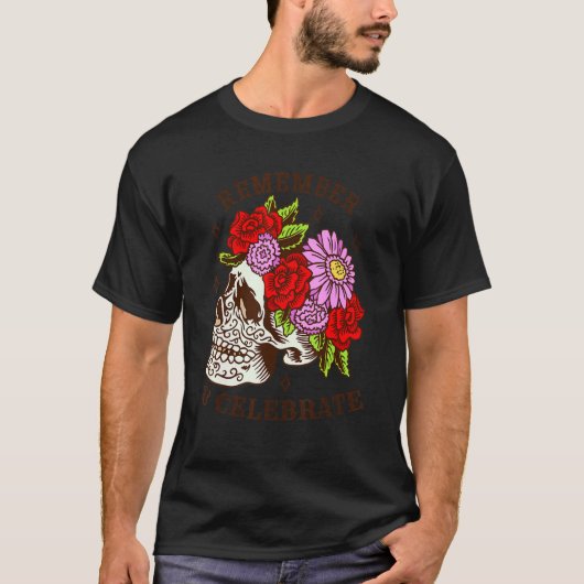 Dia De Los Muertos Skull Mask Rozen T-shirt (Voorkant)