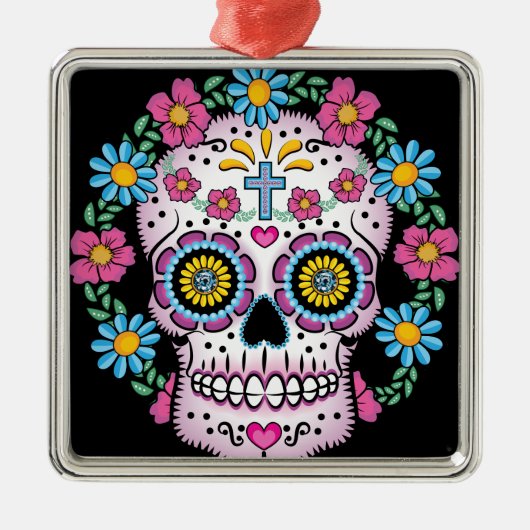 Dia de los Muertos Skull Metalen Ornament (Voorkant)