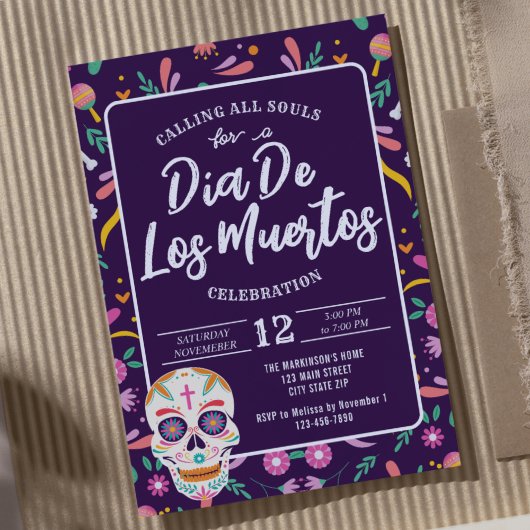 Dia de los Muertos Skull Mexicaanse Fiesta Uitnodi Kaart