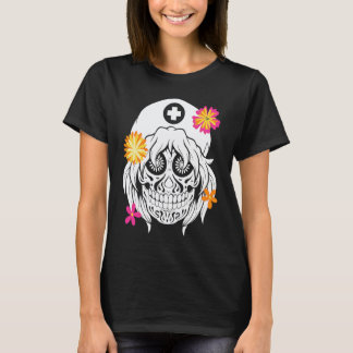 Dia de los Muertos Skull Nurse T-shirt