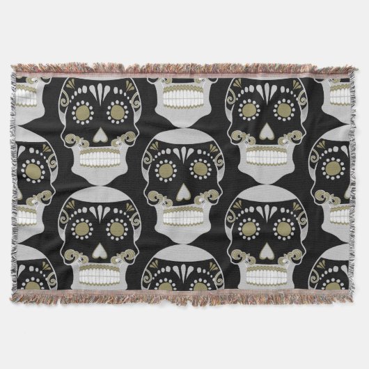 Día De Los Muertos Skull Print Deken (Voorkant)