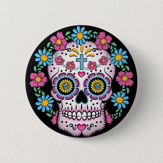 Dia de los Muertos Skull Ronde Button 5,7 Cm (Voorkant)