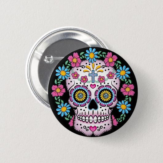 Dia de los Muertos Skull Ronde Button 5,7 Cm (Voorkant /achterkant)