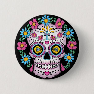 Dia de los Muertos Skull Ronde Button 5,7 Cm