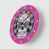 Dia de los Muertos Skull Ronde Klok (Hoek)