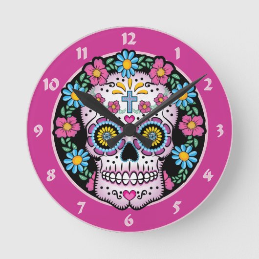 Dia de los Muertos Skull Ronde Klok (Voorkant)