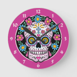 Dia de los Muertos Skull Ronde Klok