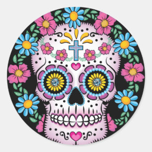 Dia de los Muertos Skull Ronde Sticker