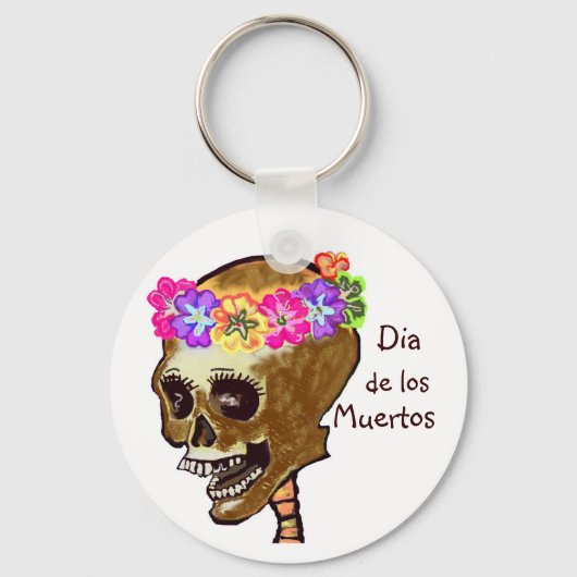 Dia de los Muertos skull Sleutelhanger (Voorkant)
