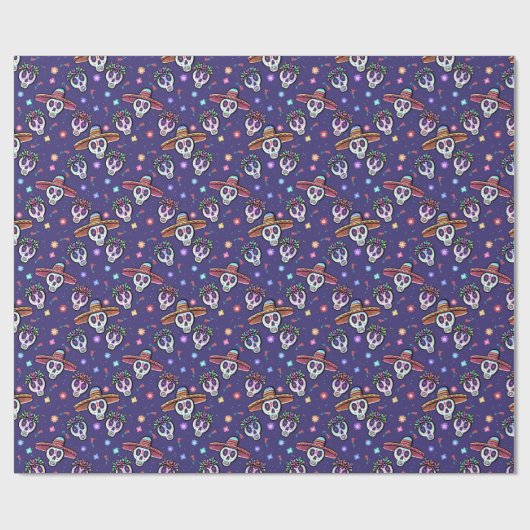 Dia De Los Muertos Skulls Cadeaupapier (Vlak)