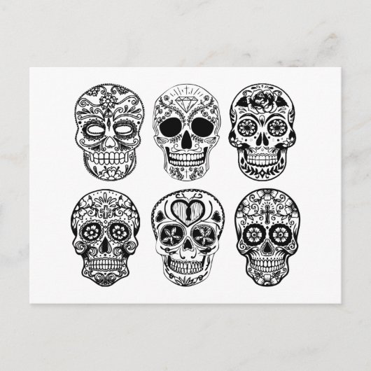 Dia de los Muertos Skulls (Dag van de dood) Briefkaart (Voorkant)