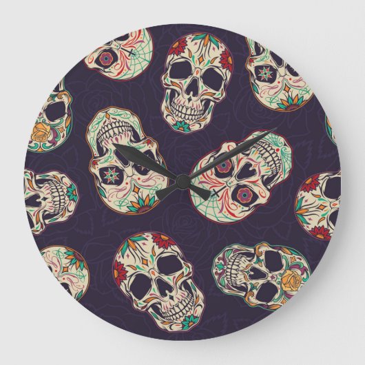 Dia de los Muertos Skulls Grote Klok (Voorkant)