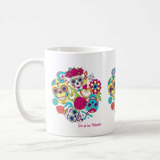 Dia de Los Muertos Skulls Koffiemok (Links)