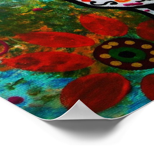 dia de los muertos skulls owl poster (Hoek)