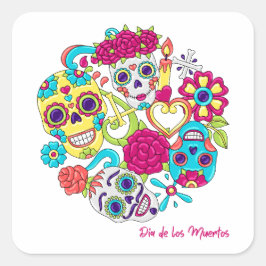 Dia de Los Muertos Skulls Vierkante Sticker