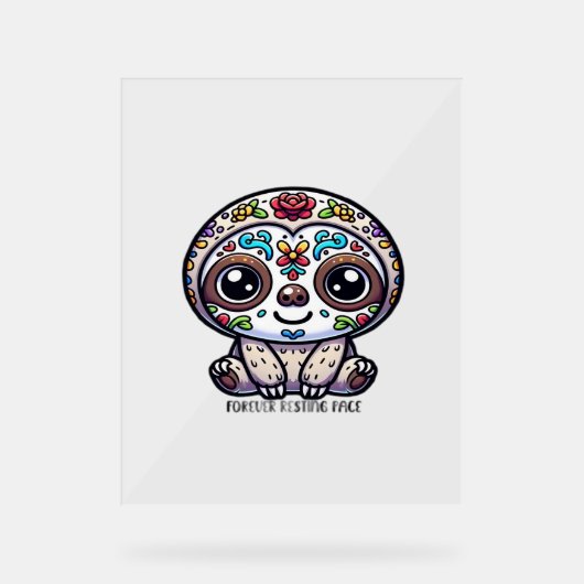 Dia de los Muertos Sloth Actief T-shirt Acryl Bord (Voorkant)