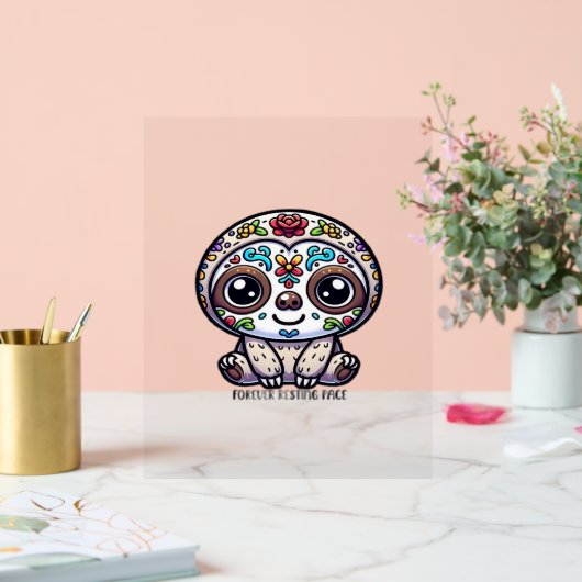 Dia de los Muertos Sloth Actief T-shirt Acryl Bord (Huwelijk)