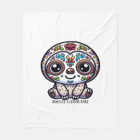 Dia de los Muertos Sloth Actief T-shirt Fleece Deken (Voorkant)