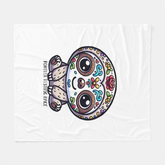 Dia de los Muertos Sloth Actief T-shirt Fleece Deken (Voorkant (Horizontaal))