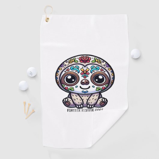 Dia de los Muertos Sloth Actief T-shirt Golfhanddoek (Insitu)