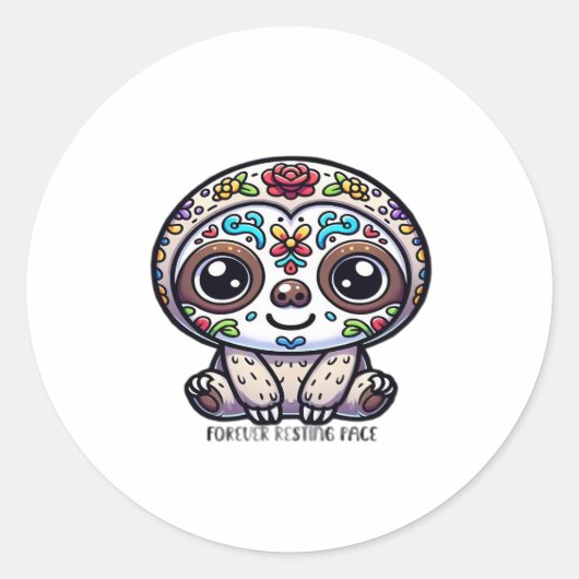 Dia de los Muertos Sloth Actief T-shirt Ronde Sticker (Voorkant)