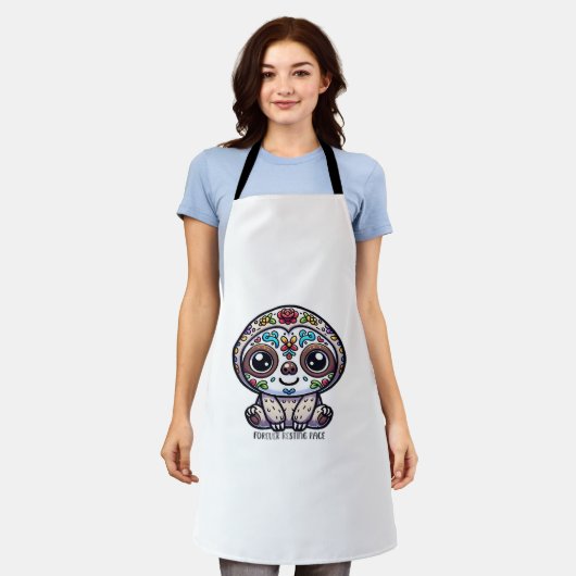 Dia de los Muertos Sloth Actief T-shirt Schort (Gedragen)