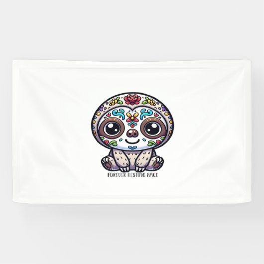 Dia de los Muertos Sloth Actief T-shirt Spandoek (Horizontaal)