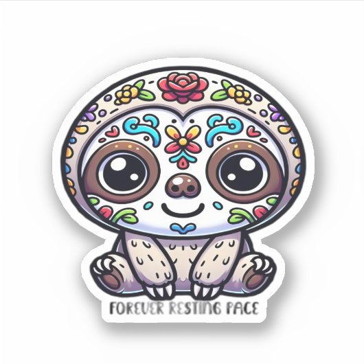 Dia de los Muertos Sloth Actief T-shirt Sticker (Voorkant)