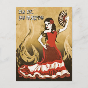 dia de los muertos spaanse danseres briefkaart