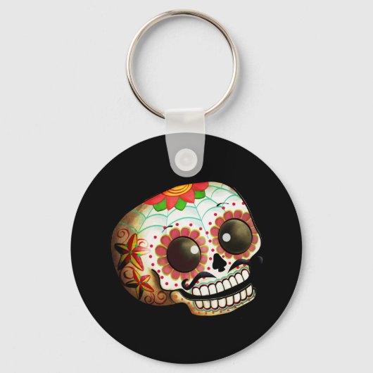 Dia de Los Muertos Sugar Skull Art Sleutelhanger (Voorkant)