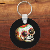 Dia de Los Muertos Sugar Skull Art Sleutelhanger (Voorkant)