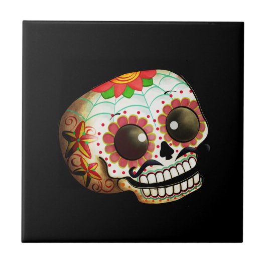 Dia de Los Muertos Sugar Skull Art Tegeltje (Voorkant)