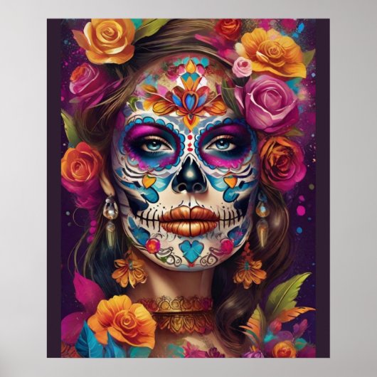 Dia de los Muertos Sugar Skull Beauty Poster (Voorkant)