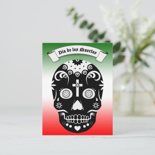 dia de los muertos sugar skull briefkaart (Staand voorkant)