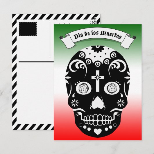 dia de los muertos sugar skull briefkaart (Voorkant / Achterkant)