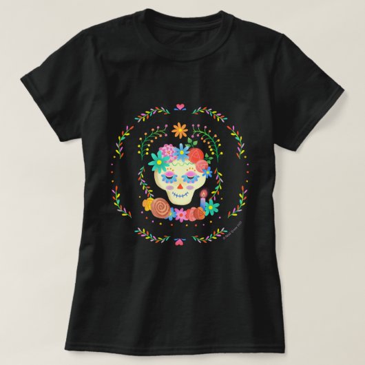 Día de los Muertos Sugar Skull Circular Design T-shirt (Design voorkant)