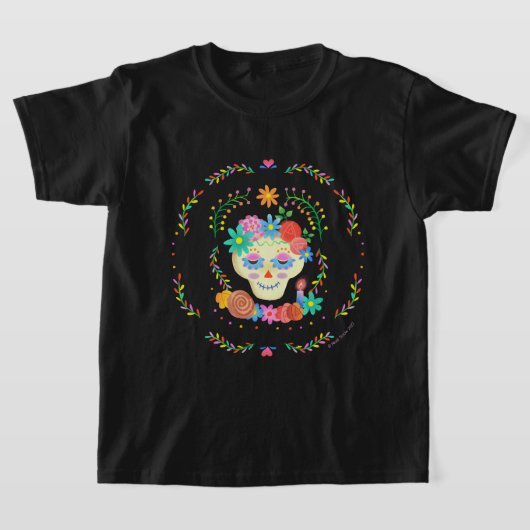 Día de los Muertos Sugar Skull Circular Design T-shirt (Laagn)
