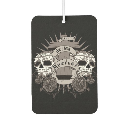 Dia De Los Muertos Sugar Skull Cross-Rozen Luchtverfrisser (Voorkant)