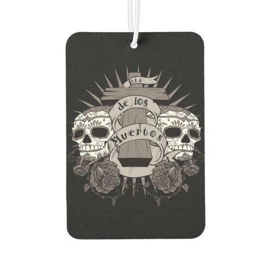 Dia De Los Muertos Sugar Skull Cross-Rozen Luchtverfrisser (Achterkant)