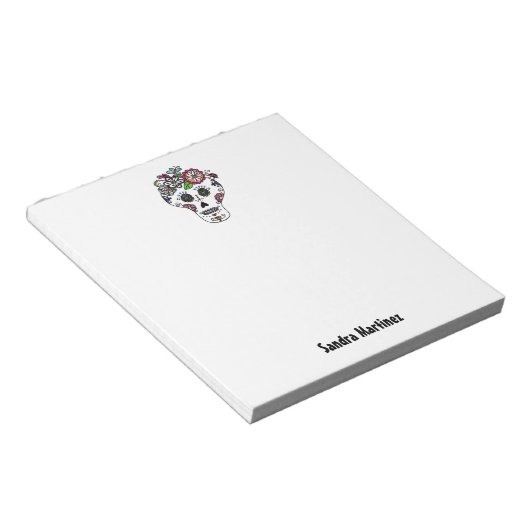 Dia de Los Muertos, Sugar Skull, Custom Notitieblo Notitieblok (Schuin)