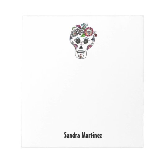 Dia de Los Muertos, Sugar Skull, Custom Notitieblo Notitieblok (Voorkant)