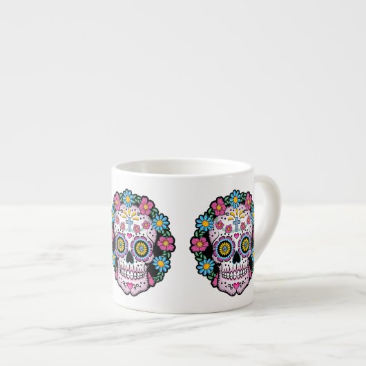 Dia de los Muertos Sugar Skull Espresso Kop (Voorkant rechts)
