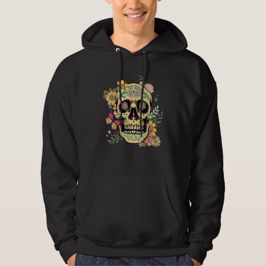 Dia De Los Muertos Sugar Skull Flower Day Of The D Hoodie (Voorkant)