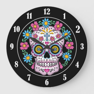 Dia de los Muertos Sugar Skull Grote Klok