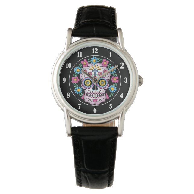 Dia de los Muertos Sugar Skull Horloge (Voorkant)