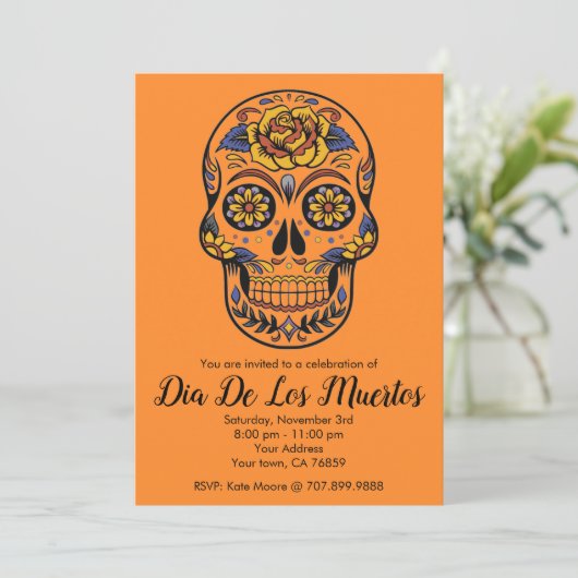 Dia De Los Muertos Sugar Skull Kaart (Staand voorkant)