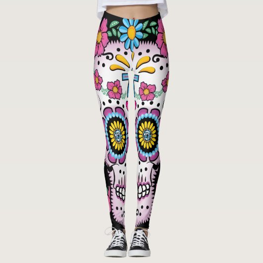 Dia de los Muertos Sugar Skull Leggings (Voorkant)