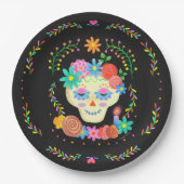 Dia de los Muertos Sugar Skull Papieren Bordje (Voorkant)